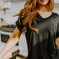 Sunday Mornings V-Neck Tee In Black
