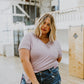 Sunday Mornings V-Neck Tee In Lavender