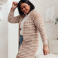 Swift Stripes Pocket Cardigan In Taupe