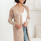 Swift Stripes Pocket Cardigan In Taupe