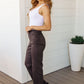 Judy Blue High Rise Frayed Hem 90's Straight Jeans in Brown