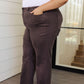 Judy Blue High Rise Frayed Hem 90's Straight Jeans in Brown