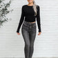 Judy Blue Front Yoke Skinny Black Wash Jeans