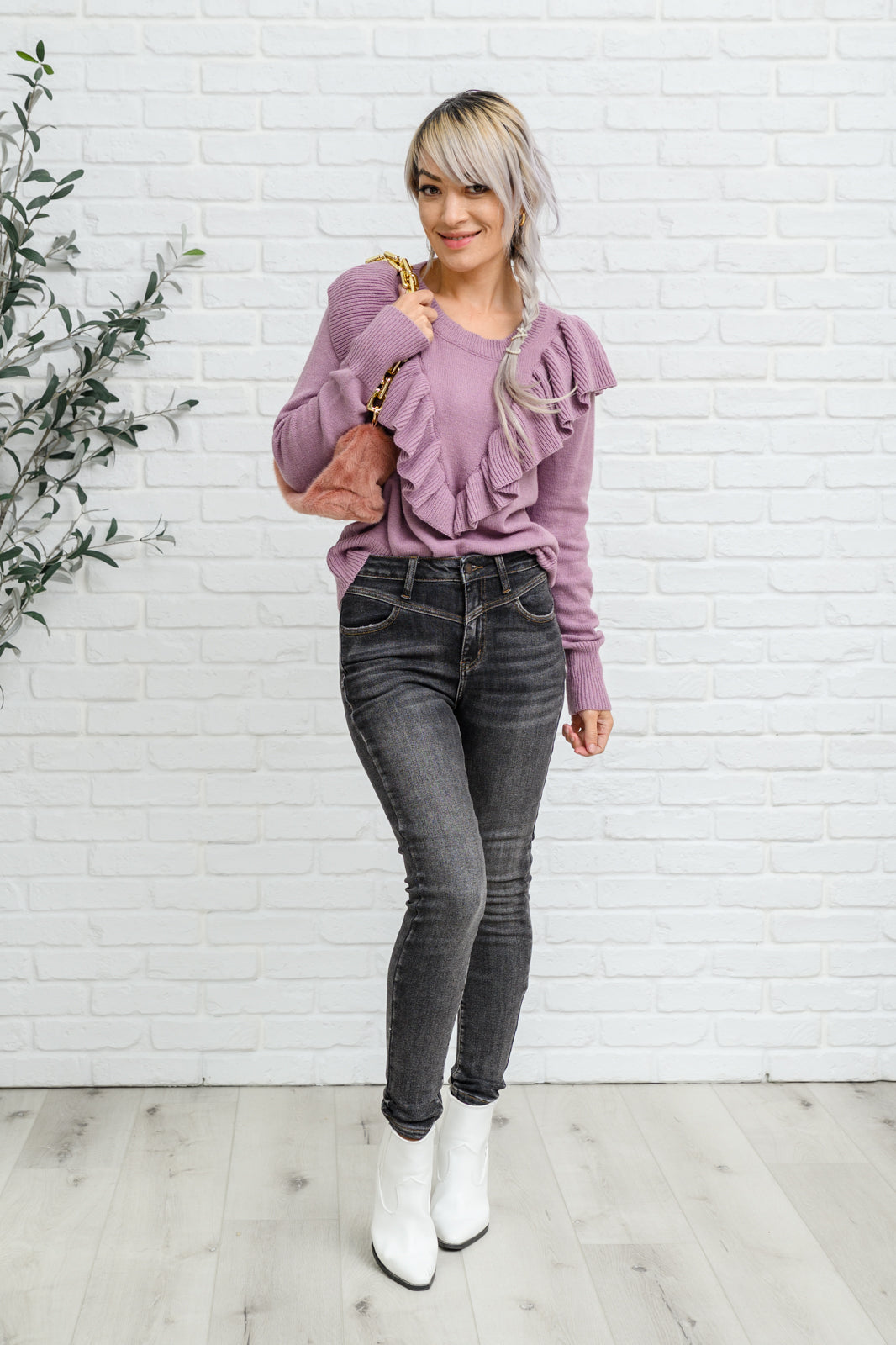 Judy Blue Front Yoke Skinny Black Wash Jeans