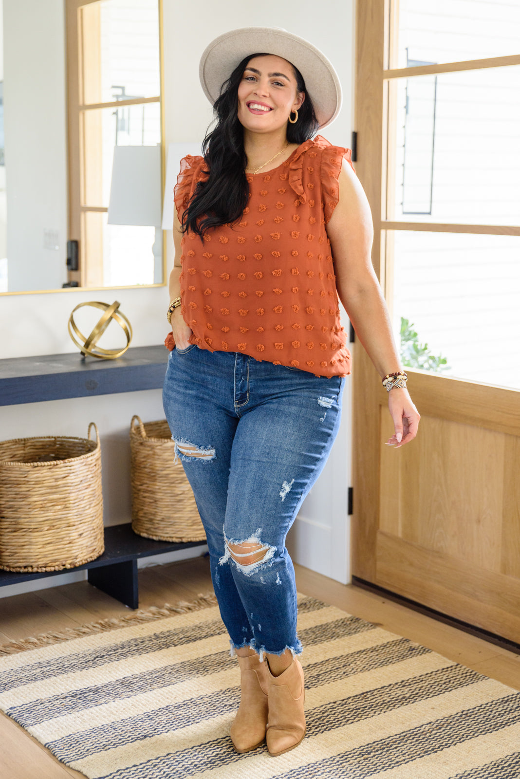 Judy Blue Mid Rise Raw Hem Jeans