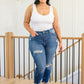 Judy Blue Mid Rise Raw Hem Jeans