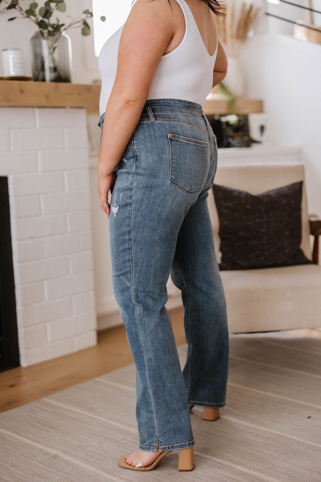 Judy Blue High Waist Slit Hem Straight Jeans