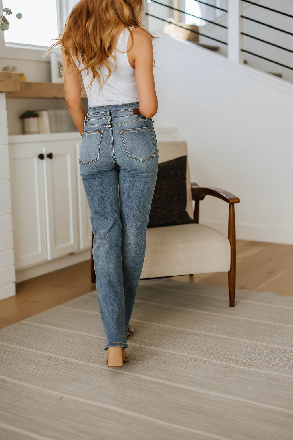 Judy Blue High Waist Slit Hem Straight Jeans