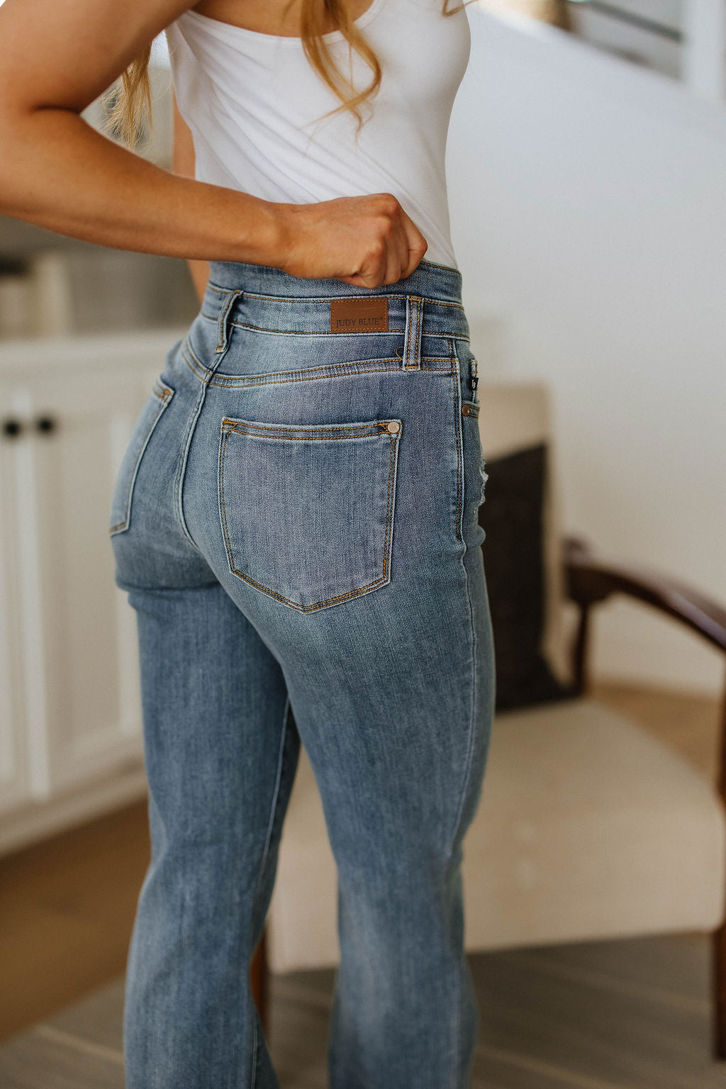 Judy Blue High Waist Slit Hem Straight Jeans