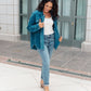 Tell Me After School Shacket in Teal
