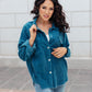 Tell Me After School Shacket in Teal