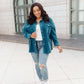 Tell Me After School Shacket in Teal