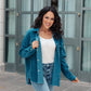 Tell Me After School Shacket in Teal