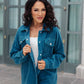 Tell Me After School Shacket in Teal