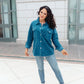Tell Me After School Shacket in Teal
