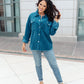 Tell Me After School Shacket in Teal
