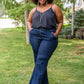 Risen Wide Leg Flare Jeans