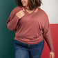 The Lillian Cut-Out Neckline Top in Rust