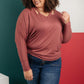 The Lillian Cut-Out Neckline Top in Rust