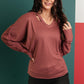 The Lillian Cut-Out Neckline Top in Rust