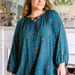 The Time Is Now Spotted Blouse In Teal