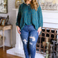The Time Is Now Spotted Blouse In Teal