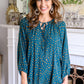 The Time Is Now Spotted Blouse In Teal
