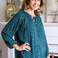 The Time Is Now Spotted Blouse In Teal