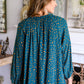 The Time Is Now Spotted Blouse In Teal