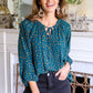 The Time Is Now Spotted Blouse In Teal