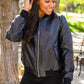 This Is It Faux Leather Bomber Jacket In Black