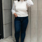 Thrills And Frills Mock Neck Sweater in Ivory