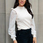 Thrills And Frills Mock Neck Sweater in Ivory
