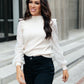 Thrills And Frills Mock Neck Sweater in Ivory