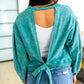Tied Up In Cuteness Mineral Wash Sweater in Teal