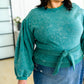 Tied Up In Cuteness Mineral Wash Sweater in Teal