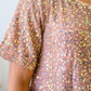 Times Square Sequin Short Sleeve Top In Gold