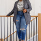 To The Window Graphic V Neck Tee In Gray