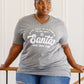 To The Window Graphic V Neck Tee In Gray