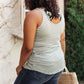 Back The Bow Up Striped Tank In Sage