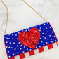 PREORDER: USA Heart Sequin Crossbody Chain Clutch