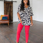 Unforgettable V-Neck Animal Print Blouse in Black