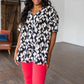 Unforgettable V-Neck Animal Print Blouse in Black