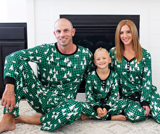 PREORDER: Matching Family Christmas Pajamas in Winter Forest