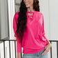 Lovely Ladder V Neck Top in Pink
