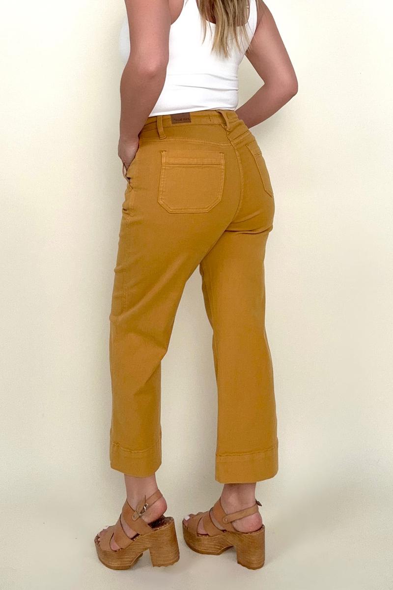 RESTOCK Judy Blue Garment Dyed Straight Leg Cropped Jeans - Mustard