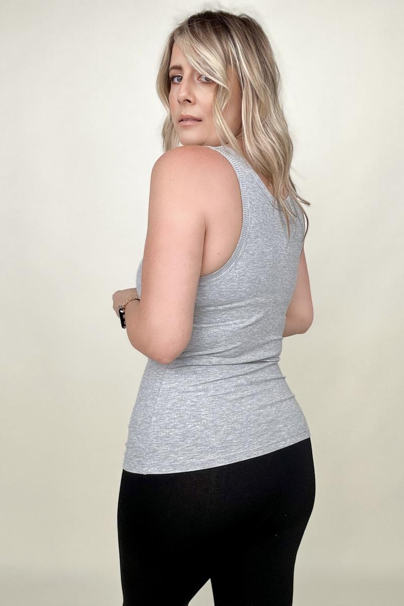 Total Brami Slim Fit High Neck Ribbed Tank Top - Multiple Colors