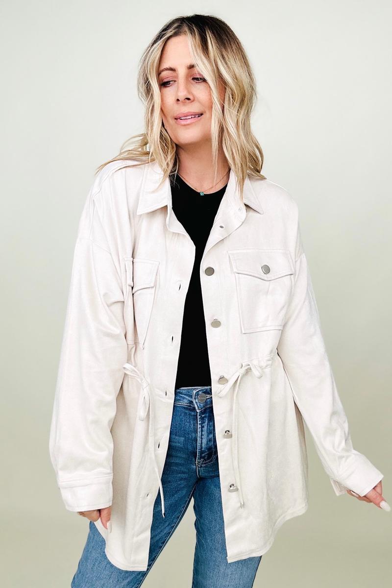 Faux Suede Shirt Jacket - 2 colors
