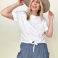 Cropped T-Shirt with Sequin Pocket and Tie Front