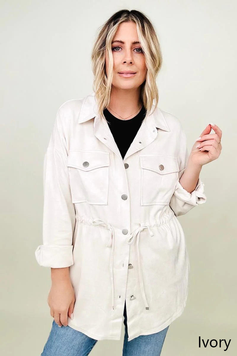 Faux Suede Shirt Jacket - 2 colors